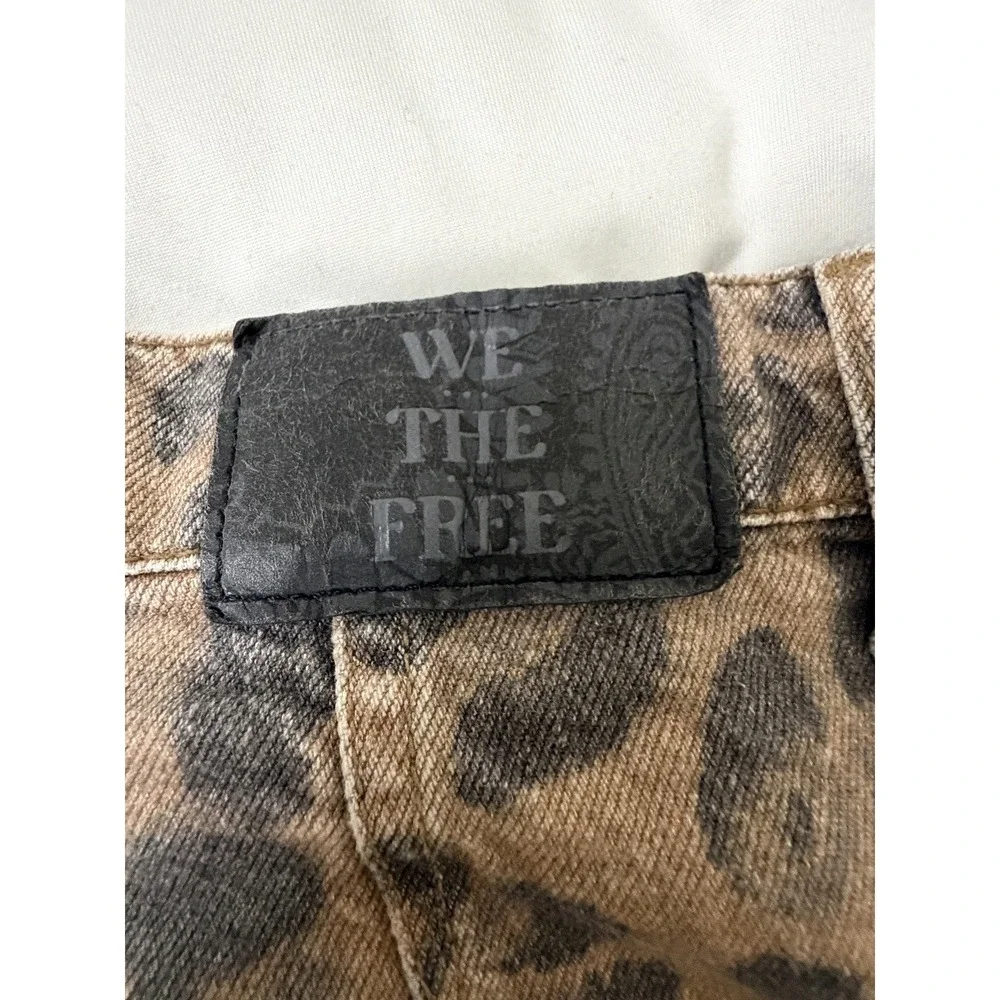 Free People We The Free Good Luck Barrel Jeans Leopard Print 32 OB2008953